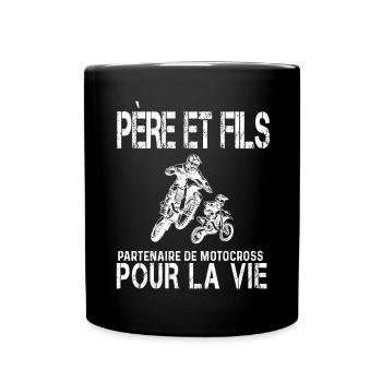 Father and son motocross biker - Full Colour Mug - black - Front