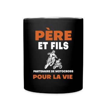 father son motocross duo man biker - Full Colour Mug - black - Front