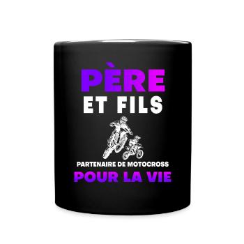 père fils motocross duo homme partenaire motard - Mug uni - noir - Devant