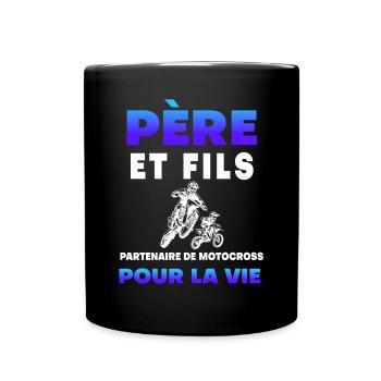 père fils motocross partenaire duo homme motard - Mug uni - noir - Devant