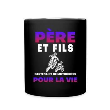 père fils motocross partenaire pour la vie motard - Mug uni - noir - Devant