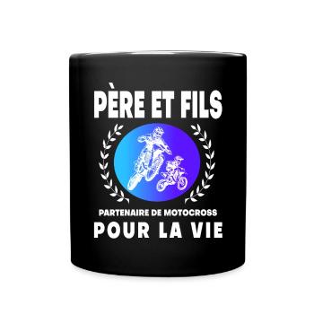 Father Son Motocross Retro Vintage Man Biker - Full Colour Mug - black - Front