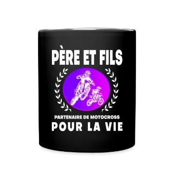 Father Son Vintage Motocross Retro Sunset Biker - Full Colour Mug - black - Front