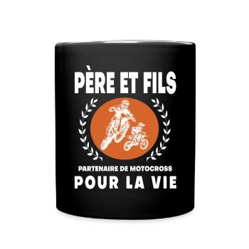 Vater Sohn Vintage Motocross Retro Biker - Tasse einfarbig - Schwarz - Vorne