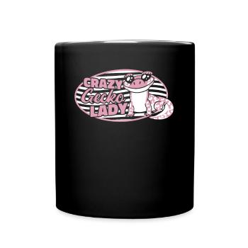Crazy Gecko Lady Lizard Gekkota Schopfleopard - Tasse einfarbig - Schwarz - Vorne