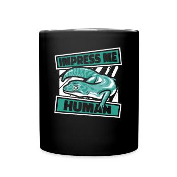 Impress Me Menschliche Schopfechse Gekkota Leopard - Tasse einfarbig - Schwarz - Vorne