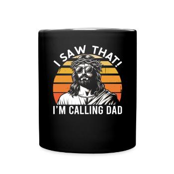 I Saw Jesus Meme Funny Christian - Full Colour Mug - black - Front