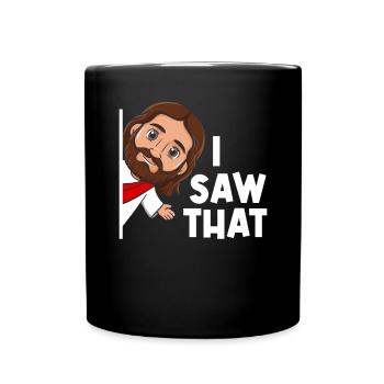I Saw Jesus Meme Funny Christian - Full Colour Mug - black - Front