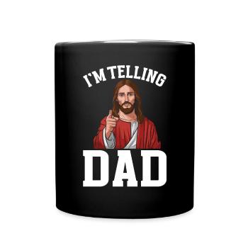 I Saw Jesus Meme Funny Christian - Full Colour Mug - black - Front