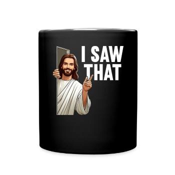 I Saw Jesus Meme Funny Christian - Full Colour Mug - black - Front