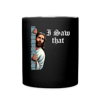 I Saw Jesus Meme Funny Christian - Full Colour Mug - black - Front