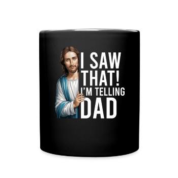 I Saw Jesus Meme Funny Christian - Full Colour Mug - black - Front