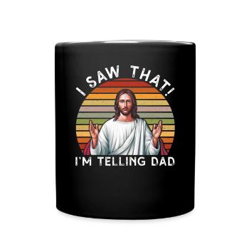 I Saw Jesus Meme Funny Christian - Full Colour Mug - black - Front