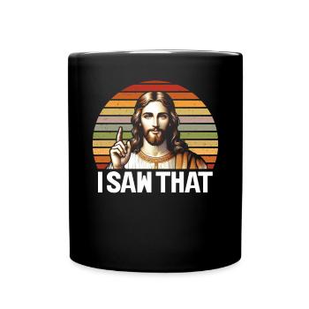 I Saw Jesus Meme Funny Christian - Full Colour Mug - black - Front