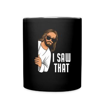 I Saw Jesus Meme Funny Christian - Full Colour Mug - black - Front