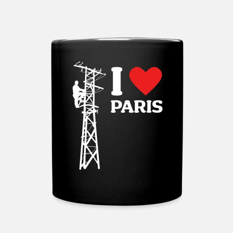 I Love Paris Lustige Elektriker Strommast Strom - Tasse einfarbig - Schwarz