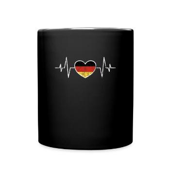 Deutschland Herz Herzschlag - Tasse einfarbig - Schwarz - Vorne