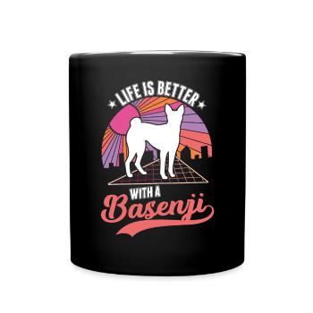 La vie est meilleure avec un Basenji - Mug uni - noir - Devant