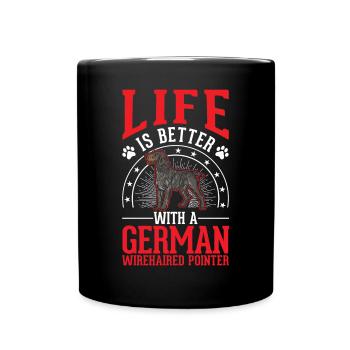La vie est meilleure avec un chien allemand à poil dur - Mug uni - noir - Devant