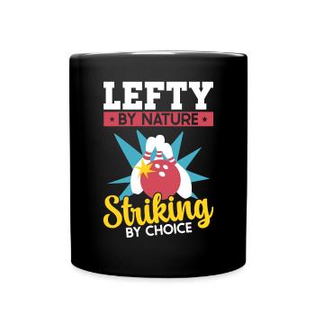 Bowling Linkshänder Linkshändiger Kegler - Tasse einfarbig - Schwarz - Vorne