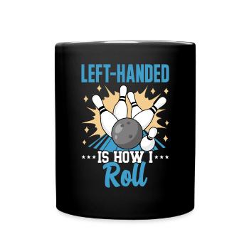 Bowling Linkshänder Linkshändiger Kegler - Tasse einfarbig - Schwarz - Vorne