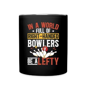Bowling Linkshänder Linkshändiger Kegler - Tasse einfarbig - Schwarz - Vorne