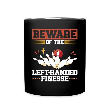 Bowling Linkshänder Linkshändiger Kegler - Tasse einfarbig - Schwarz - Vorne