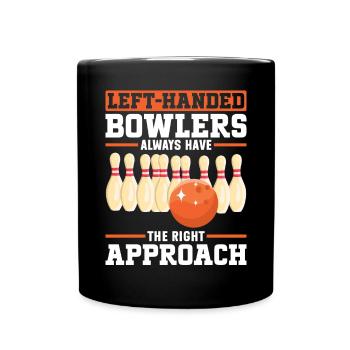 Bowling Linkshänder Linkshändiger Kegler - Tasse einfarbig - Schwarz - Vorne