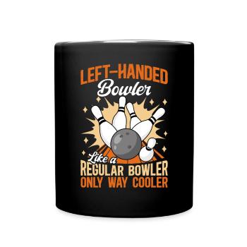 Bowling Linkshänder Linkshändiger Kegler - Tasse einfarbig - Schwarz - Vorne
