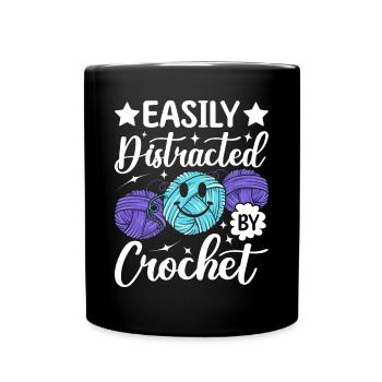 Drôle de dicton au crochet - facilement distrait par Croche - Mug uni - noir - Devant