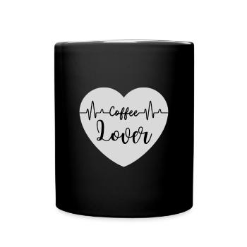 Café amant grain de café drôle - Mug uni - noir - Devant