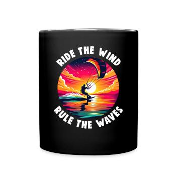 Kitesurfing Ride with the wind Kitesurfer - Full Colour Mug - black - Front
