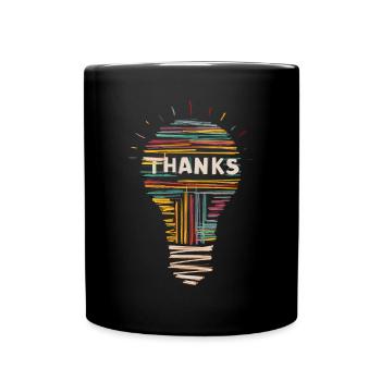 Inspirierende Dankeschön-Glühbirne - Tasse einfarbig - Schwarz - Vorne