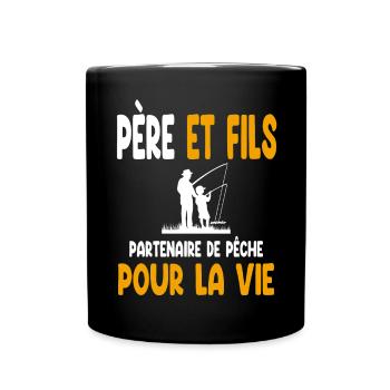 Fishing Father and Son Partner Life Dad Fisherman - Full Colour Mug - black - Front