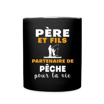 pêche père et fils papa pêcheur - Mug uni - noir - Devant