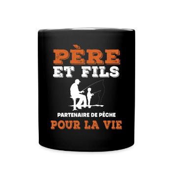 Father and Son Fishing Partner Life Dad Fisherman - Full Colour Mug - black - Front
