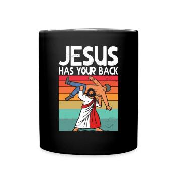 Jesus Hat Deinen Rücken BJJ Jiu Jitsu Christian - Tasse einfarbig - Schwarz - Vorne
