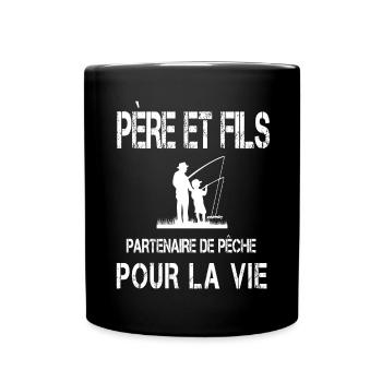Father and Son Fishing Dad Fisherman - Full Colour Mug - black - Front