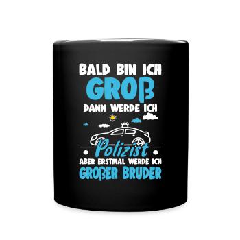 Announcing offspring will be big brother police - Full Colour Mug - black - Front