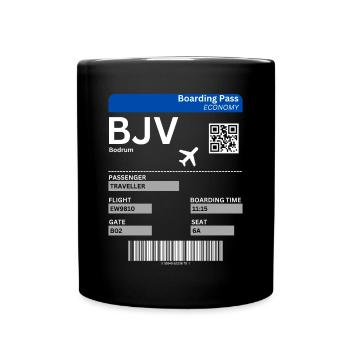 Bodrum Boarding Ticket Airport BJV Turkey Holiday Idea - Full Colour Mug - black - Front