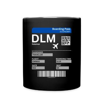 Dalaman Boarding Ticket Airport Turkey Holiday Idea - Full Colour Mug - black - Front