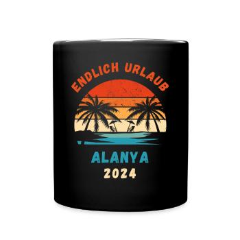 Alanya Urlaub 2024 Türkei Idee - Tasse einfarbig - Schwarz - Vorne