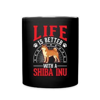 Life is better with Shiba Inu - Full Colour Mug - black - Front