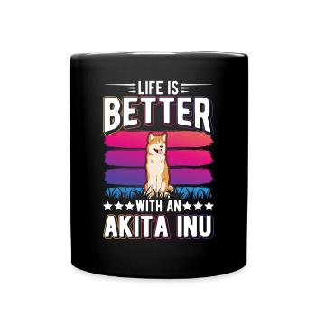 Das Leben ist besser mit einem Akita Inu - Tasse einfarbig - Schwarz - Vorne