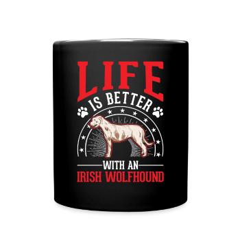 Irischer Wolfshund Irish Wolfhound - Tasse einfarbig - Schwarz - Vorne