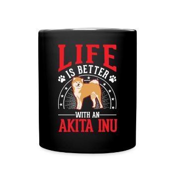 Das Leben ist besser mit einem Akita Inu - Tasse einfarbig - Schwarz - Vorne