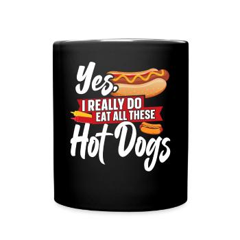 Hot Dog Adult Yes, I Really Do Eat - Full Colour Mug - black - Front