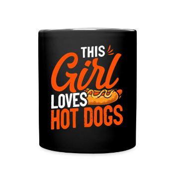 Hot Dog Adult Girl Cette fille aime - Mug uni - noir - Devant