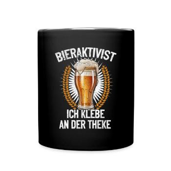 Bieraktivist ich klebe an der Theke – Partyspaß - Tasse einfarbig - Schwarz - Vorne