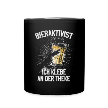 Bieraktivist ich klebe an der Theke – Partyspaß - Tasse einfarbig - Schwarz - Vorne